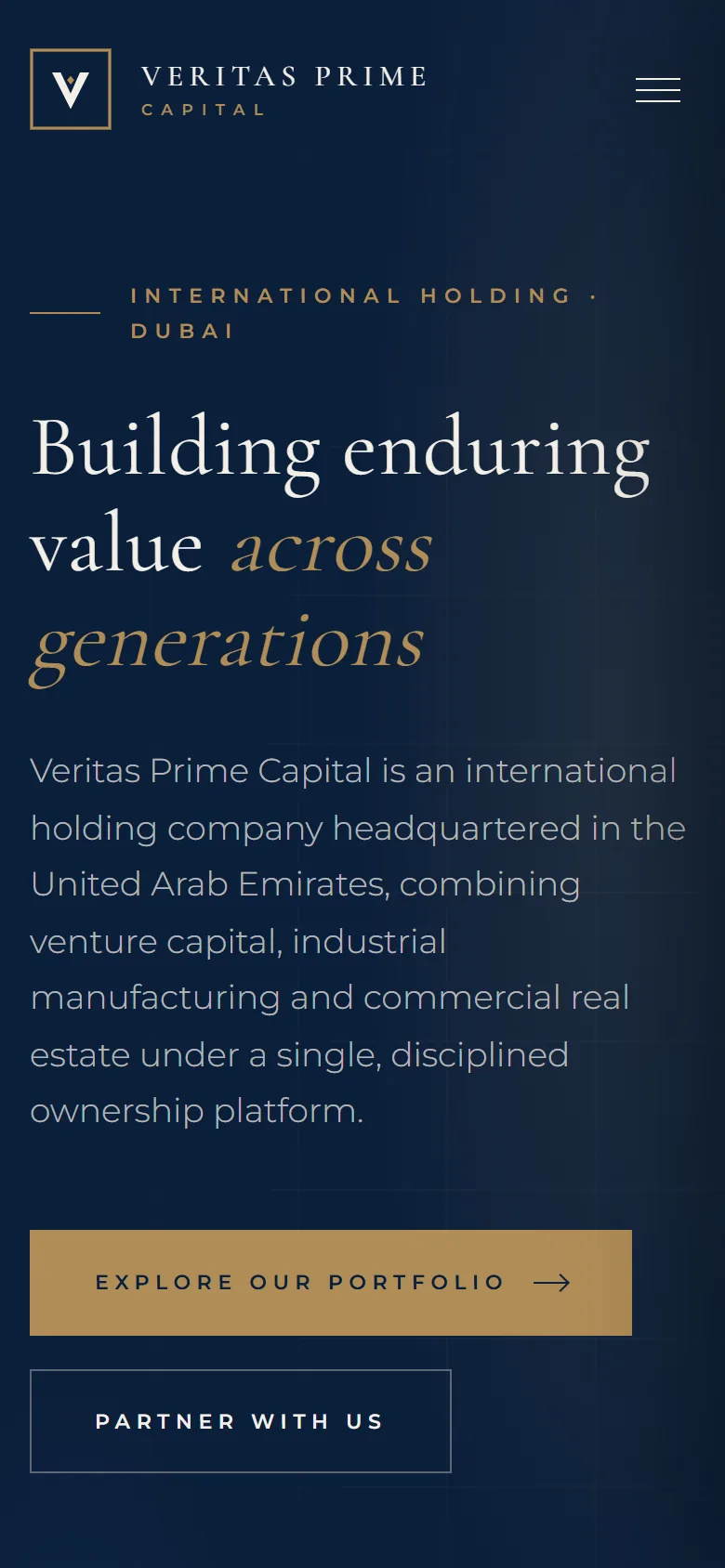 Veritas Prime Capital — xalqaro xolding korporativ sayti — mobil skrinshot 6