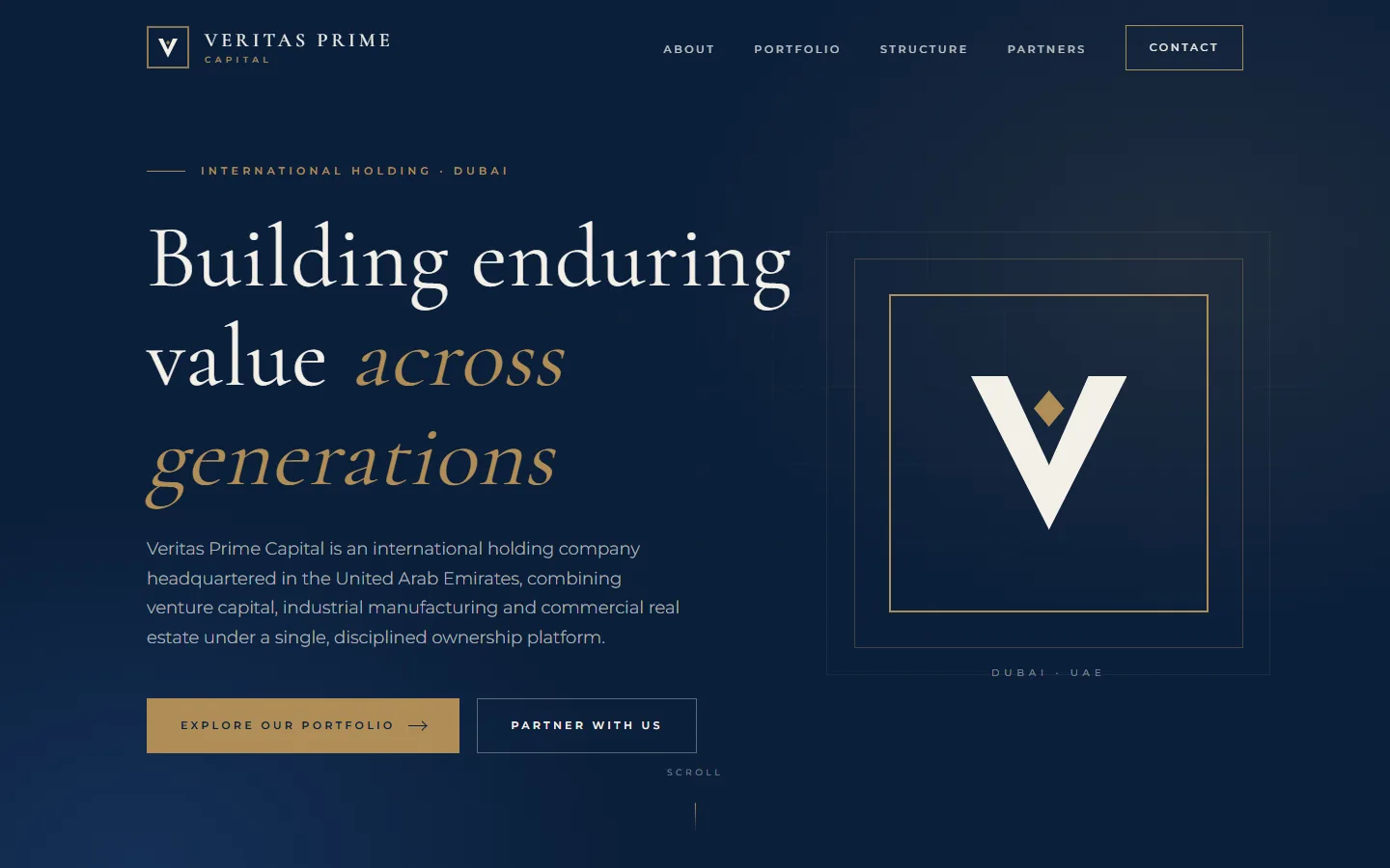 Veritas Prime Capital — xalqaro xolding korporativ sayti