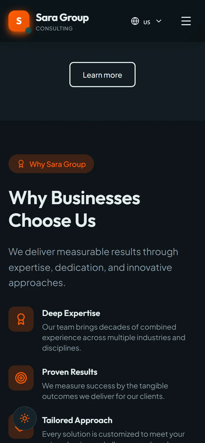 Sara Group — сайт консалтинговой компании — мобильный скриншот 7