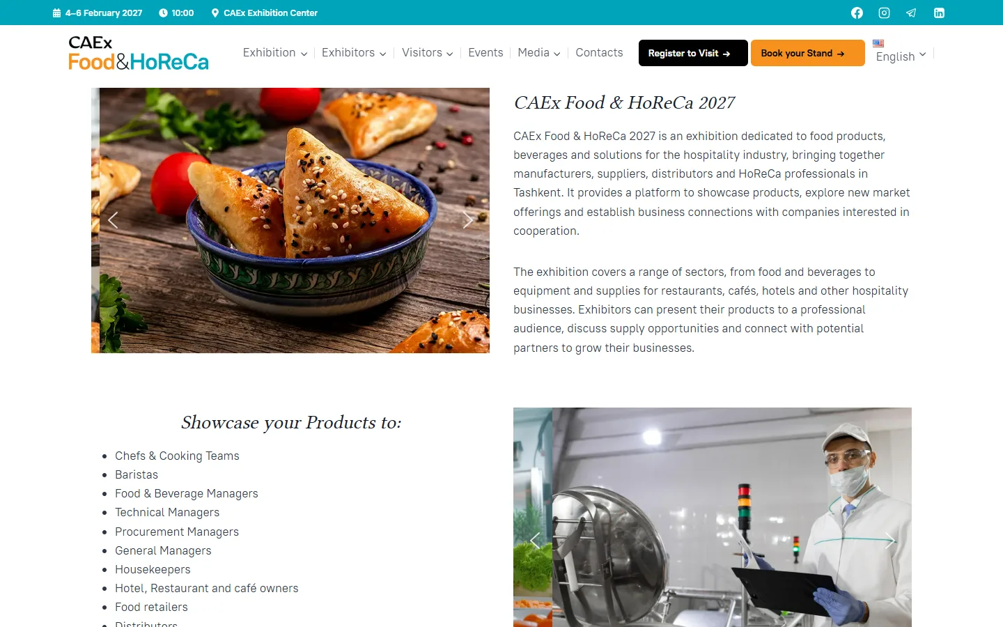 CAEx Food & HoReCa — сайт международной выставки продуктов питания и индустрии HoReCa — скриншот 1