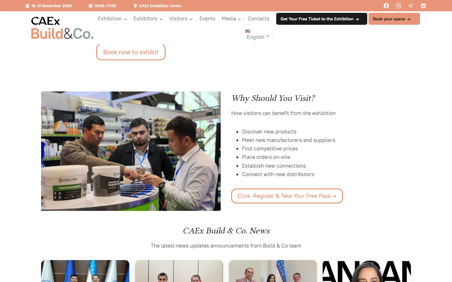 CAEx Build & Co — xalqaro qurilish texnologiyalari va materiallari koʻrgazmasi sayti — skrinshot 2