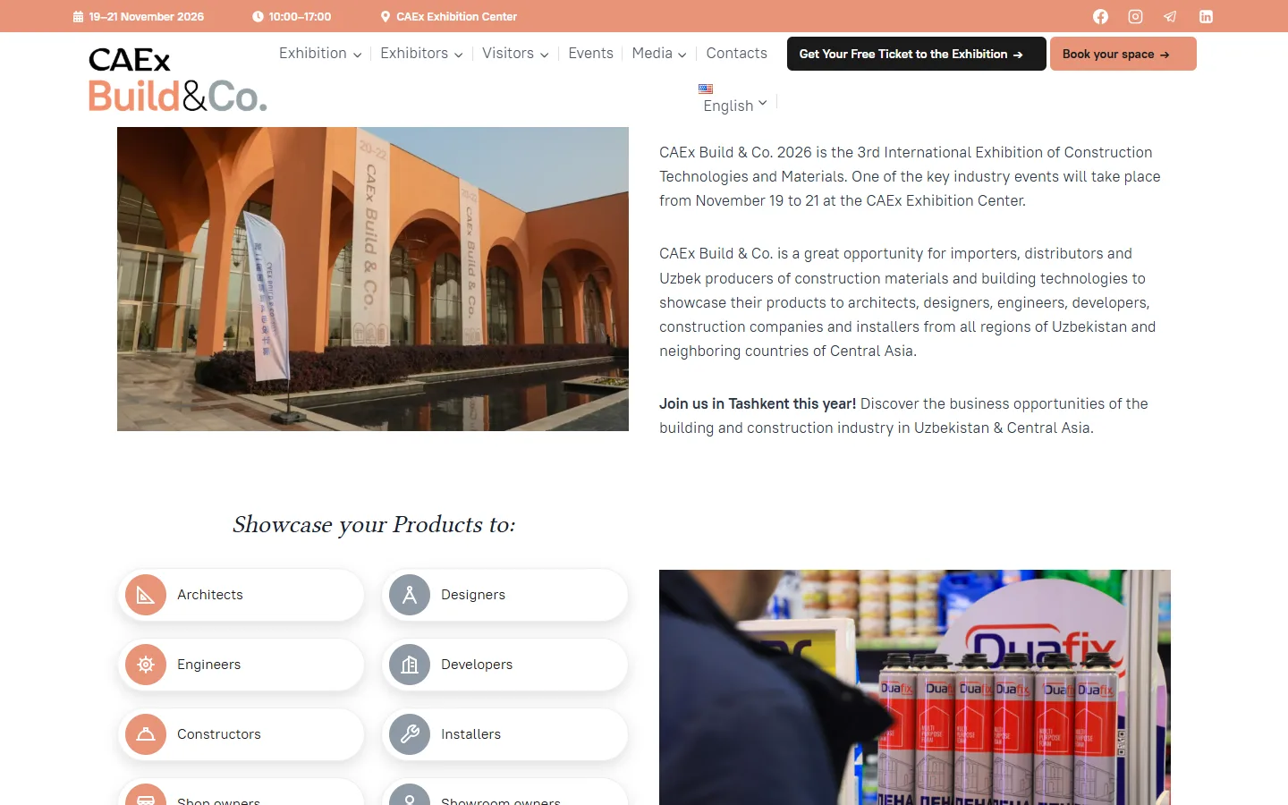 CAEx Build & Co — xalqaro qurilish texnologiyalari va materiallari koʻrgazmasi sayti — skrinshot 1