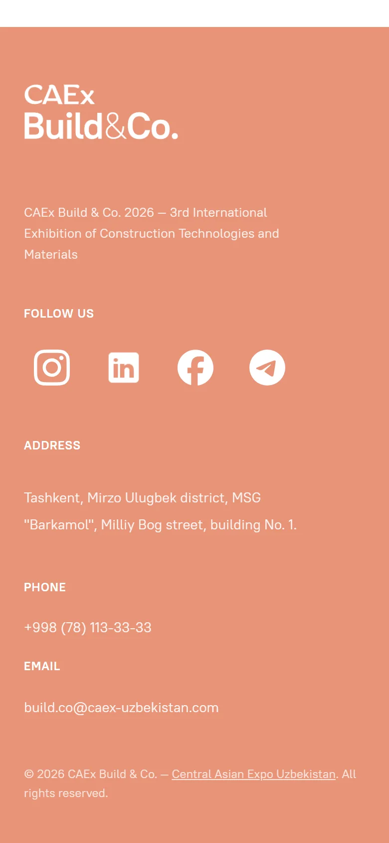 CAEx Build & Co — xalqaro qurilish texnologiyalari va materiallari koʻrgazmasi sayti — mobil skrinshot 7