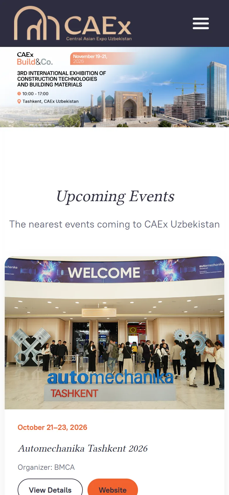 CAEx Uzbekistan — Toshkentdagi koʻrgazma markazi sayti — mobil skrinshot 5
